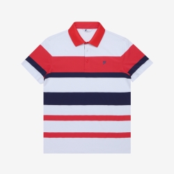 Fila Golf Striped - Miesten Poolopaita - Valkoinen | FI-40427